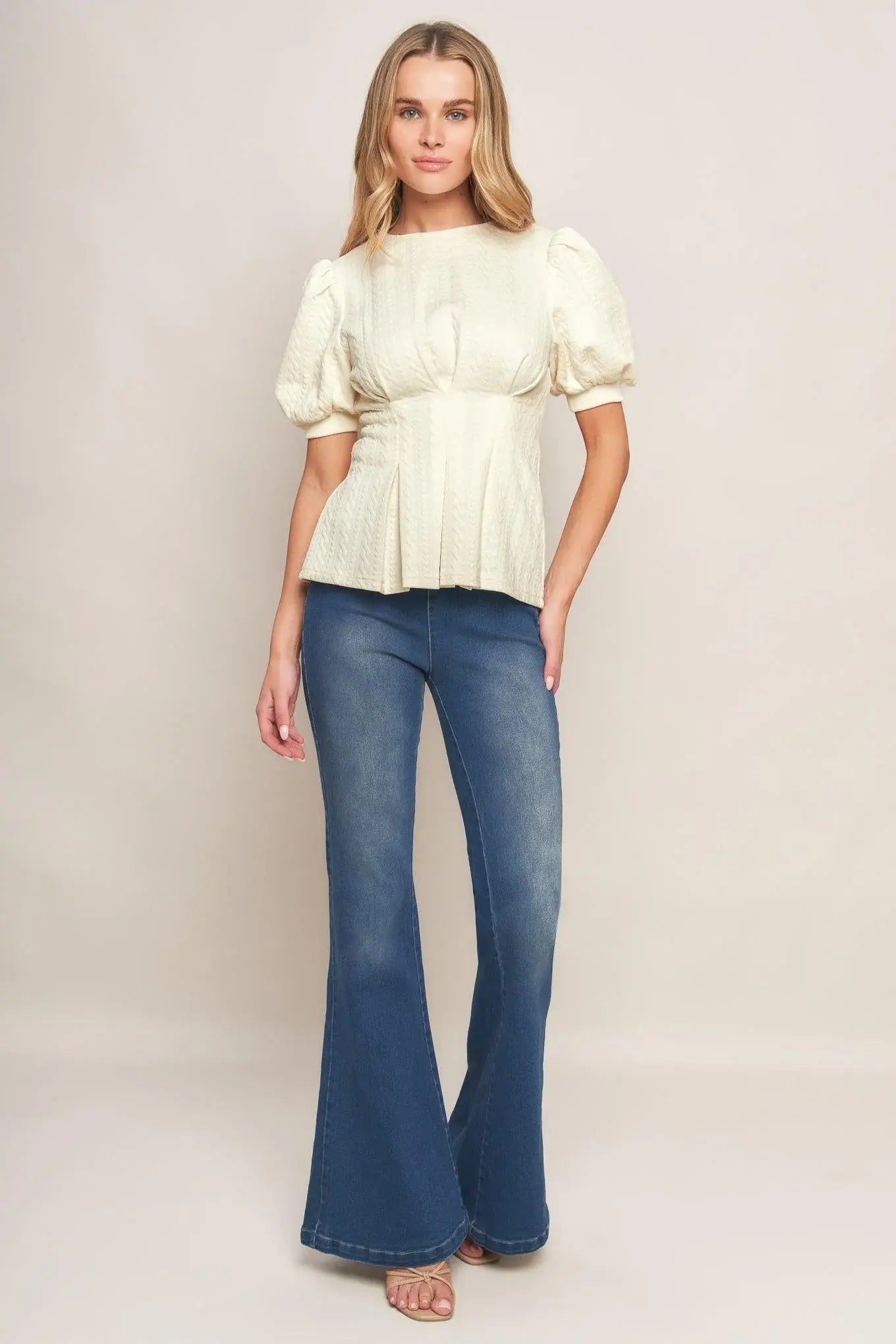 CREAM TWIST WOVEN TOP - Flying Tomato - Flyclothing LLC