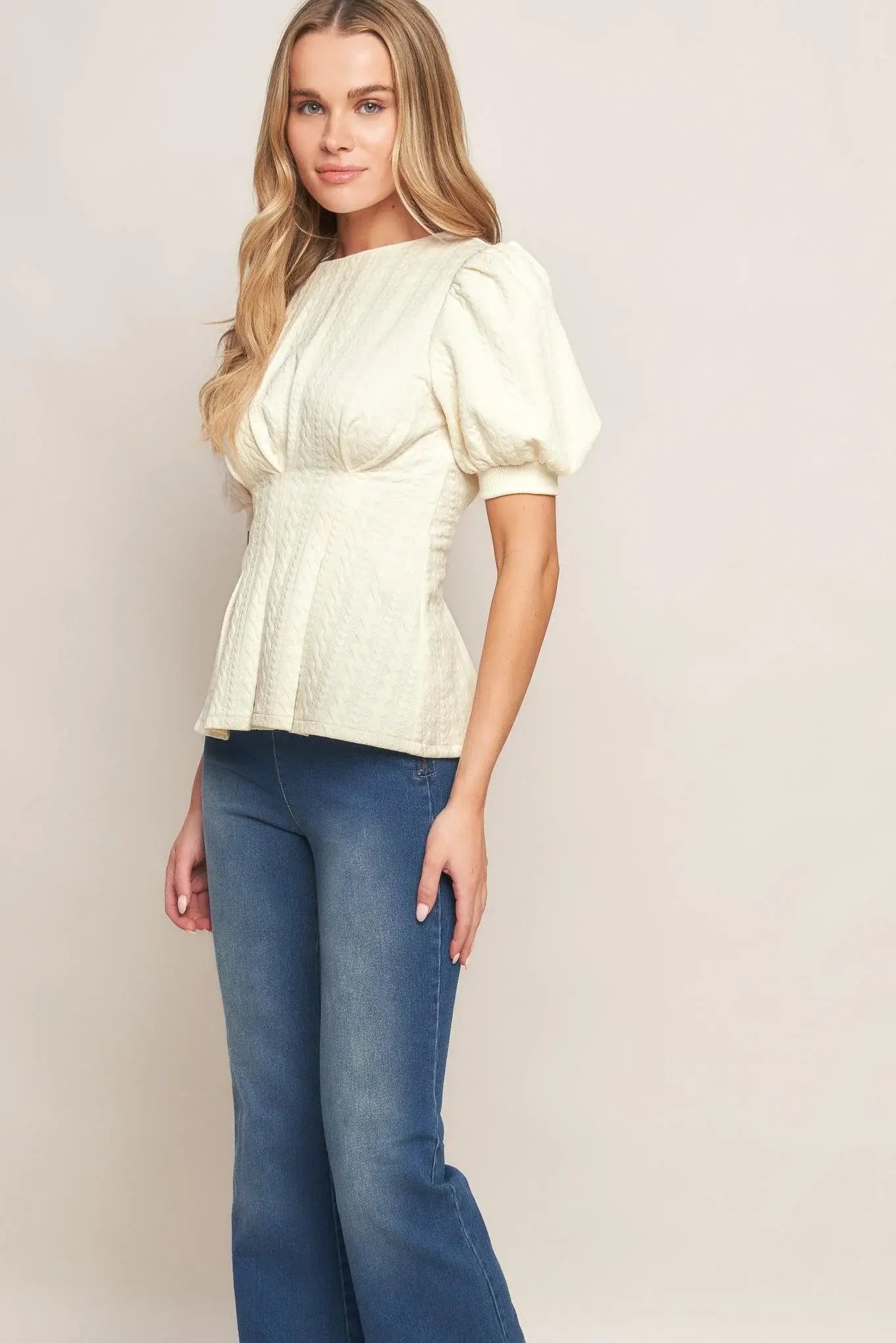 CREAM TWIST WOVEN TOP - Flying Tomato - Flyclothing LLC