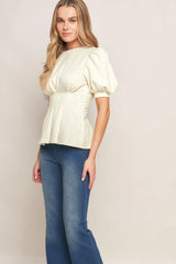 CREAM TWIST WOVEN TOP - Flying Tomato - Flyclothing LLC