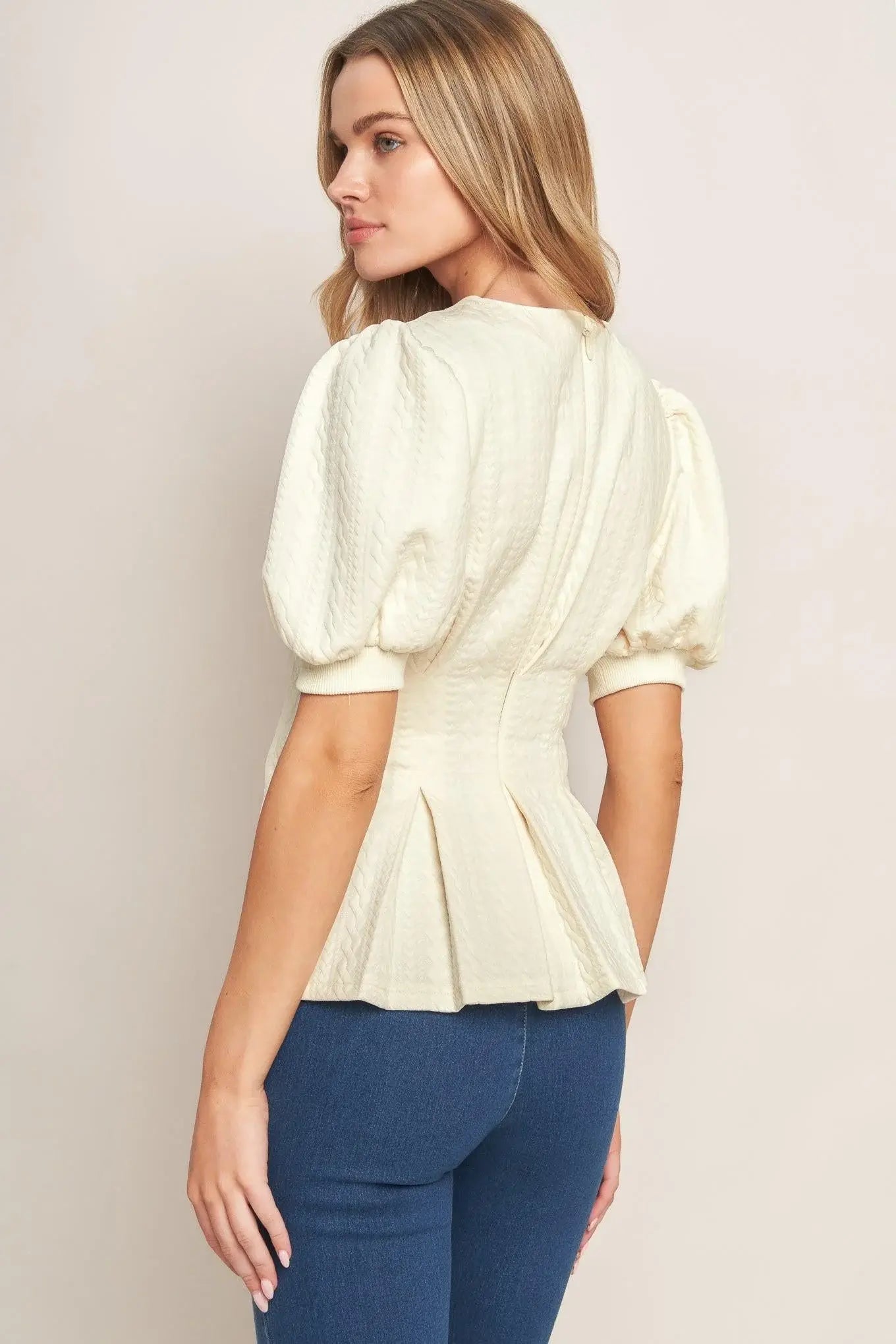CREAM TWIST WOVEN TOP - Flying Tomato - Flyclothing LLC