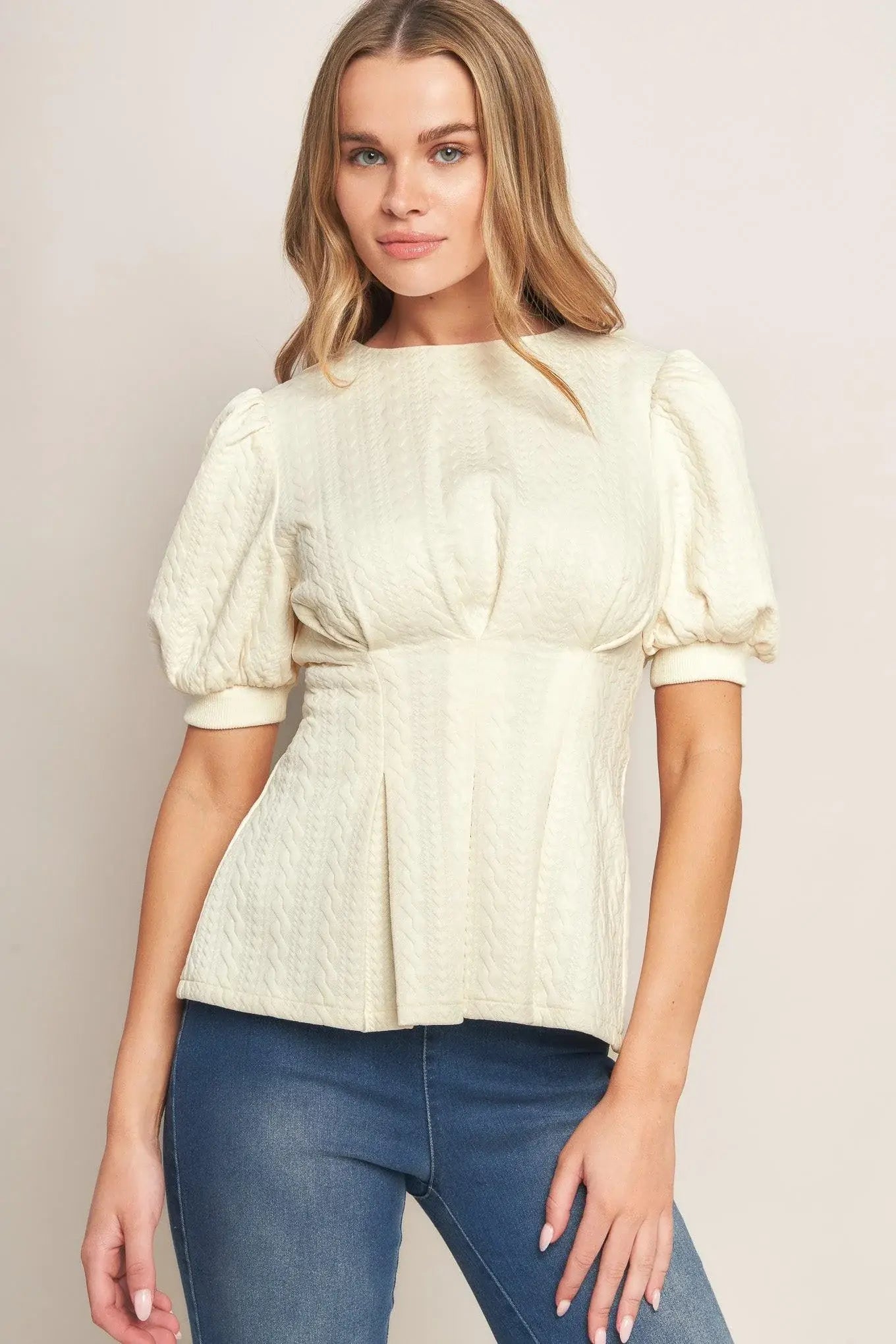 CREAM TWIST WOVEN TOP - Flying Tomato - Flyclothing LLC