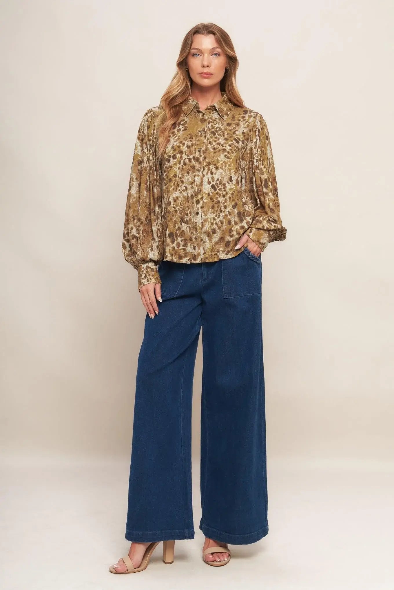 WILD LUXE TAUPE WOVEN TOP - Flying Tomato - Flyclothing LLC