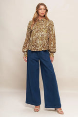 WILD LUXE TAUPE WOVEN TOP - Flying Tomato - Flyclothing LLC