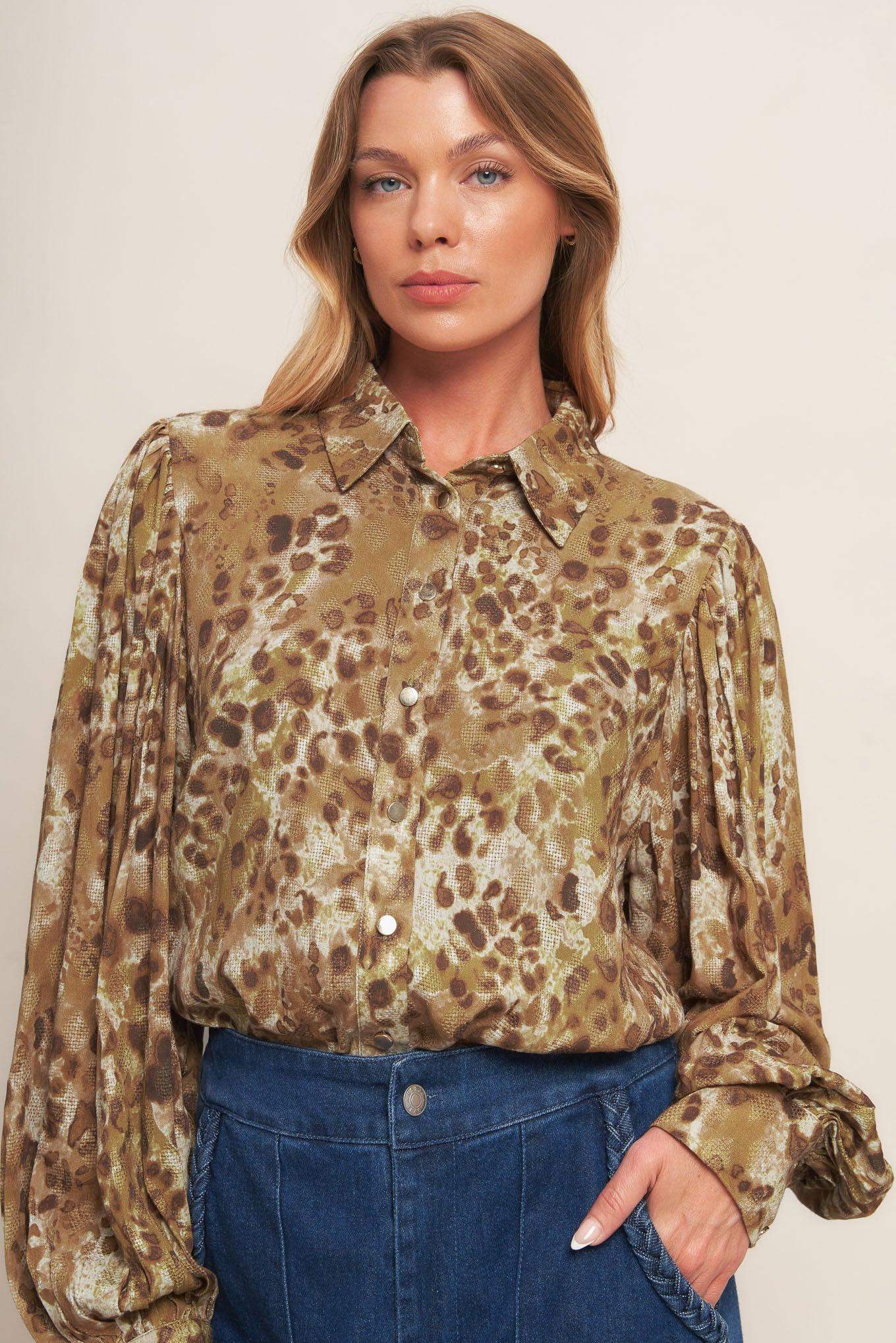 WILD LUXE TAUPE WOVEN TOP - Flying Tomato - Flyclothing LLC