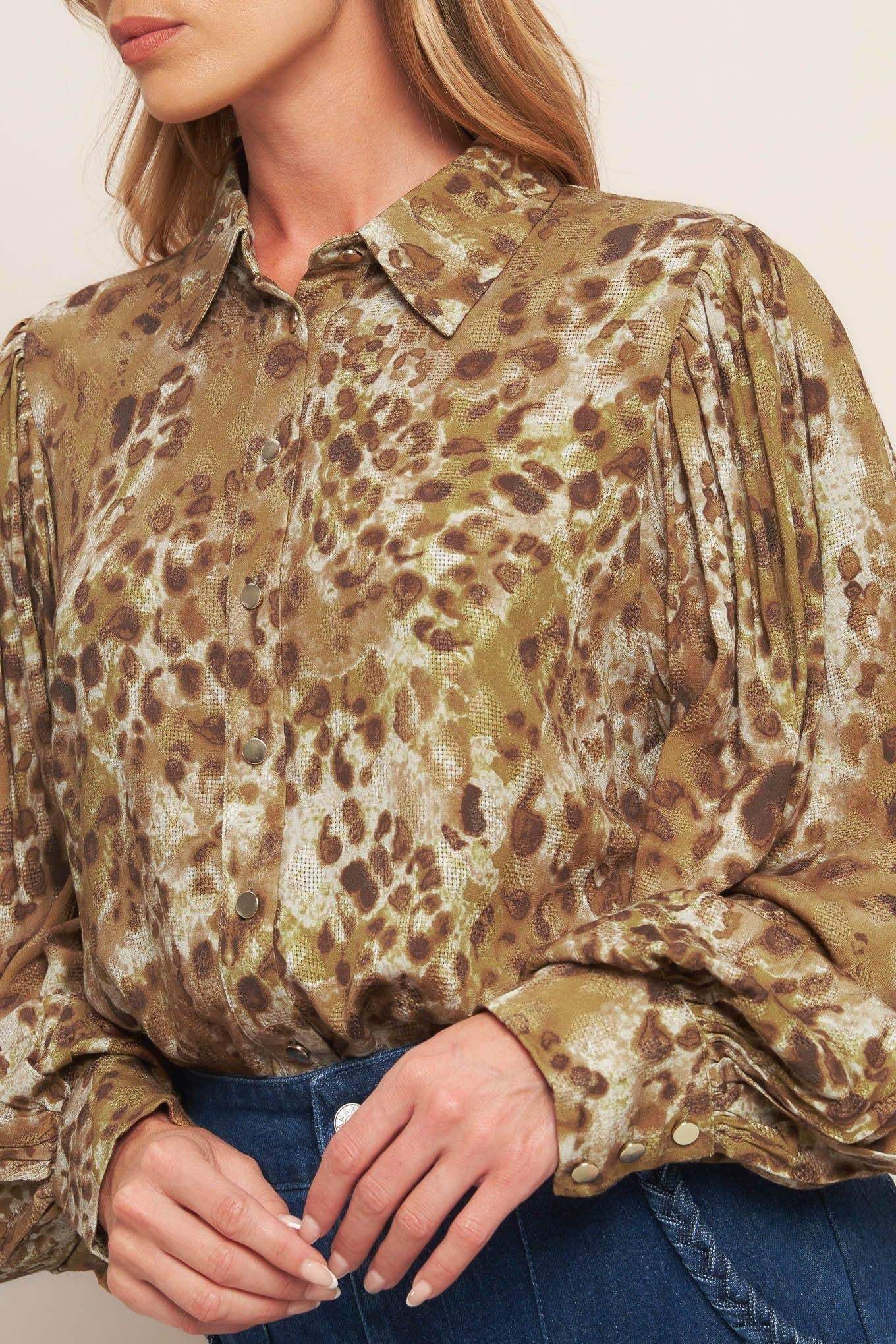 WILD LUXE TAUPE WOVEN TOP - Flying Tomato - Flyclothing LLC