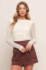 MODERN FUNCTION STRETCH KNIT LACE TOP - Flying Tomato - Flyclothing LLC
