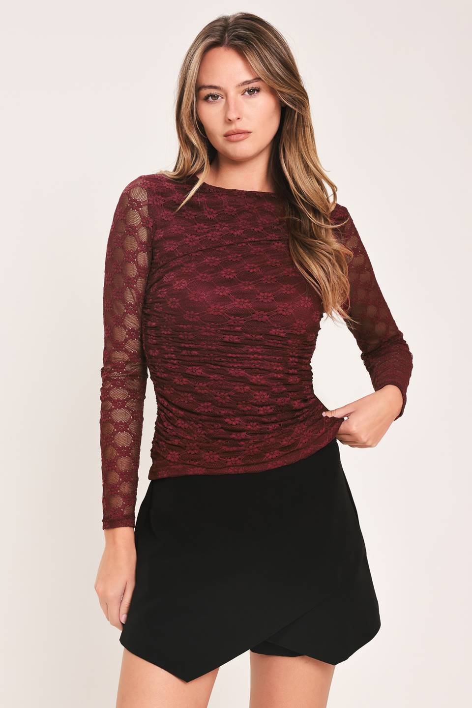 MODERN FUNCTION STRETCH KNIT LACE TOP - Flying Tomato - Flyclothing LLC