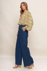 RETRO CHIC TAUPE WOVEN TOP - Flying Tomato - Flyclothing LLC