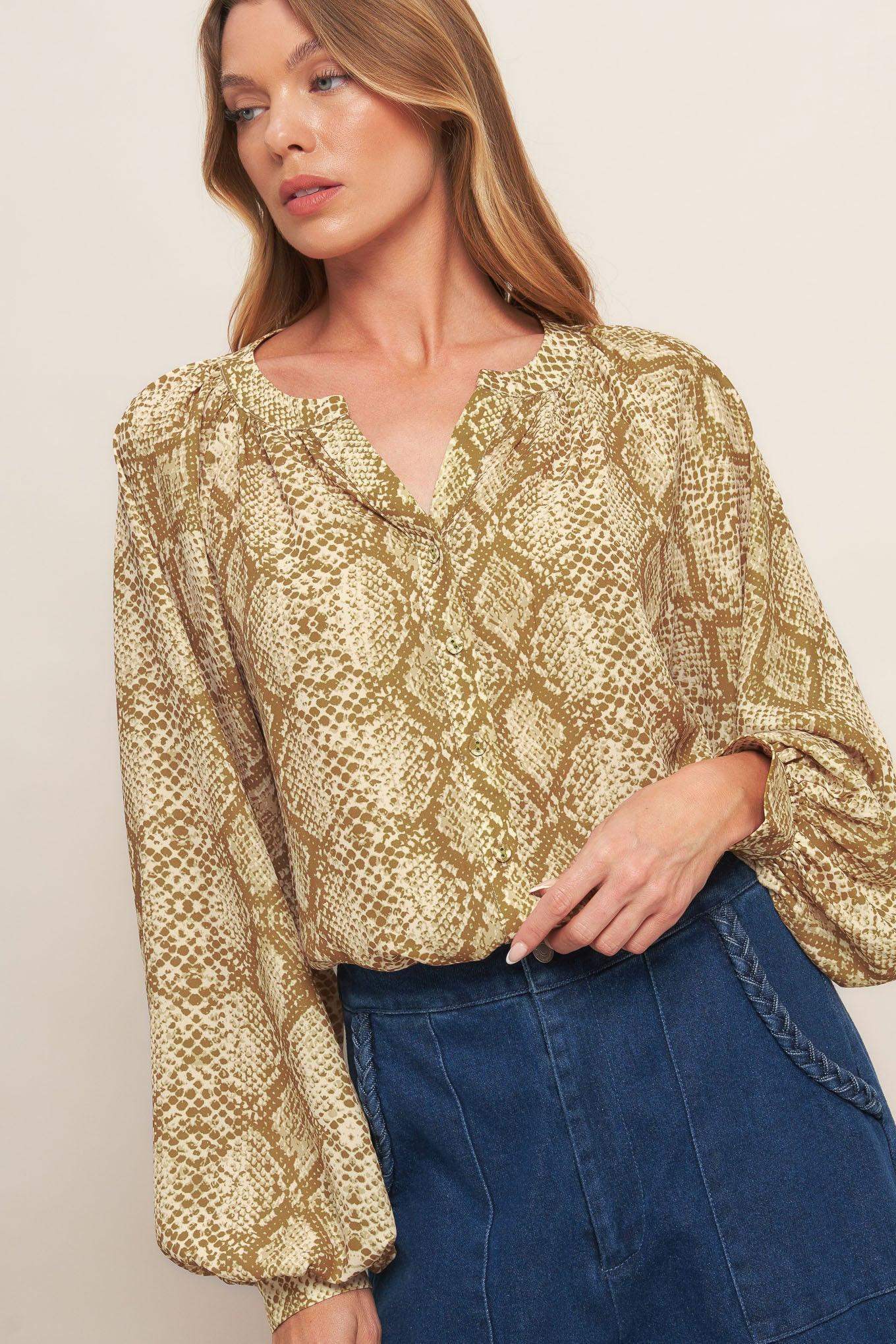 RETRO CHIC TAUPE WOVEN TOP - Flying Tomato - Flyclothing LLC