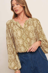 RETRO CHIC TAUPE WOVEN TOP - Flying Tomato - Flyclothing LLC