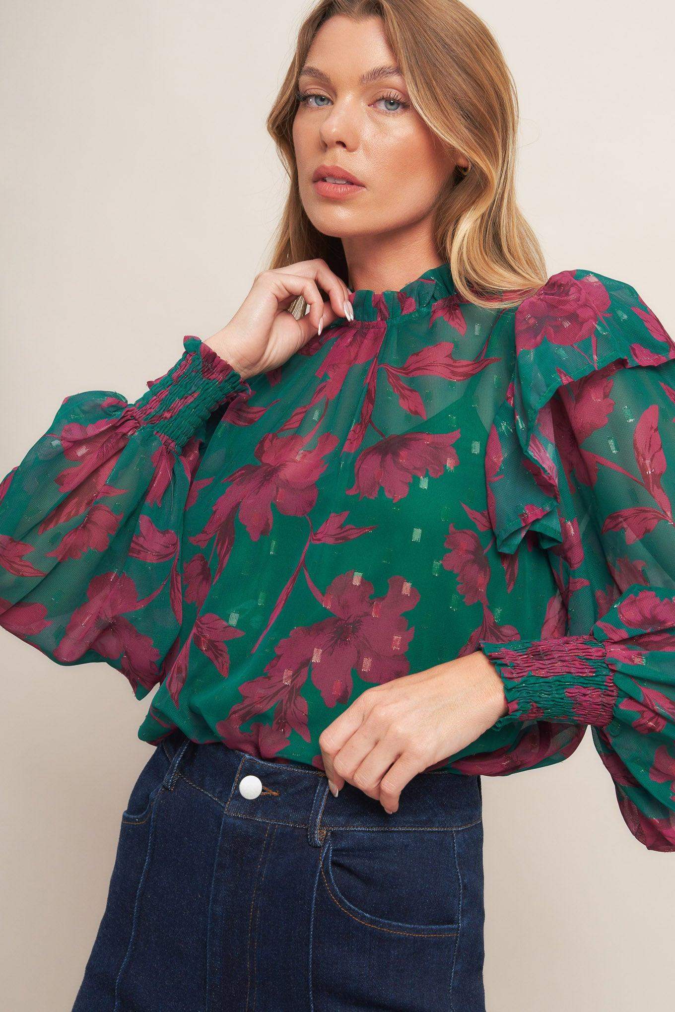 POETIC GARDEN WOVEN TOP - Flying Tomato - Flyclothing LLC