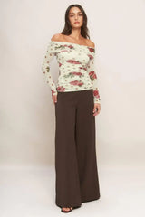 CREAM & BLOOM DELIGHT POWER MESH TOP - Flying Tomato - Flyclothing LLC