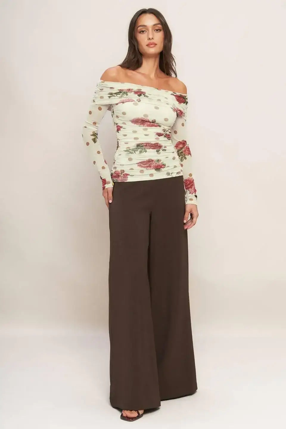 CREAM & BLOOM DELIGHT POWER MESH TOP - Flying Tomato - Flyclothing LLC