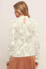 ROMANTIC SHEER FLORAL SWEATER TOP - Flying Tomato - Flyclothing LLC