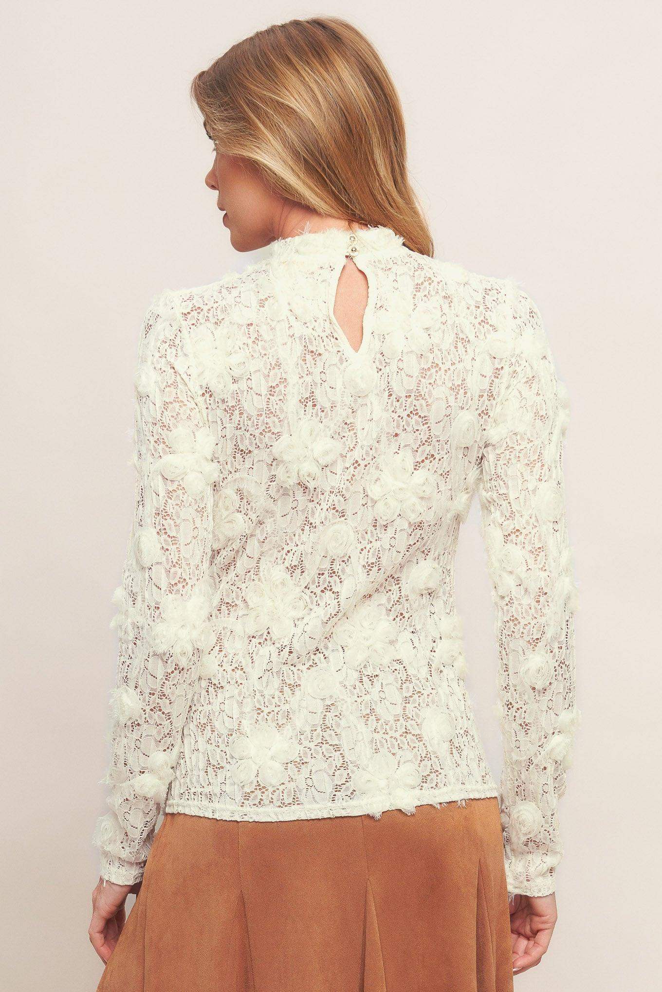ROMANTIC SHEER FLORAL SWEATER TOP - Flying Tomato - Flyclothing LLC