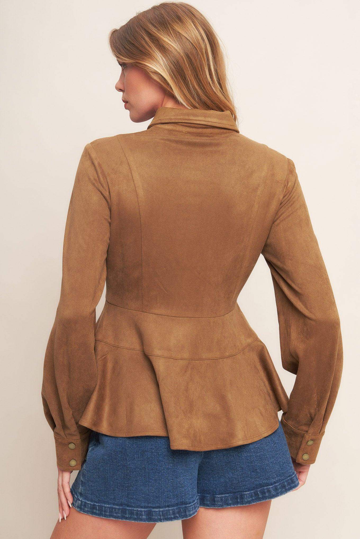 REFINED IMPRESSION FAUX SUEDE TOP - Flying Tomato - Flyclothing LLC