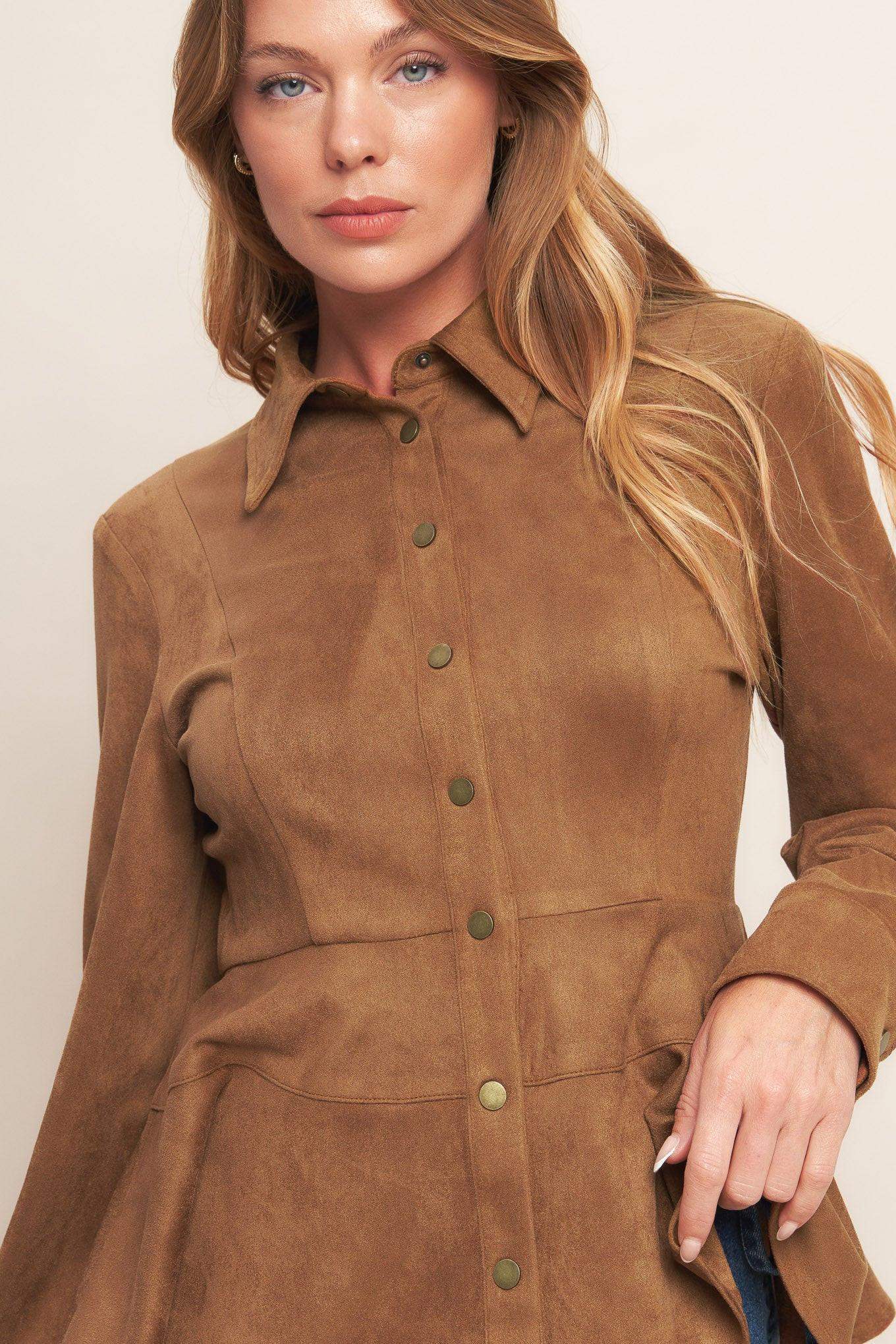 REFINED IMPRESSION FAUX SUEDE TOP - Flying Tomato - Flyclothing LLC