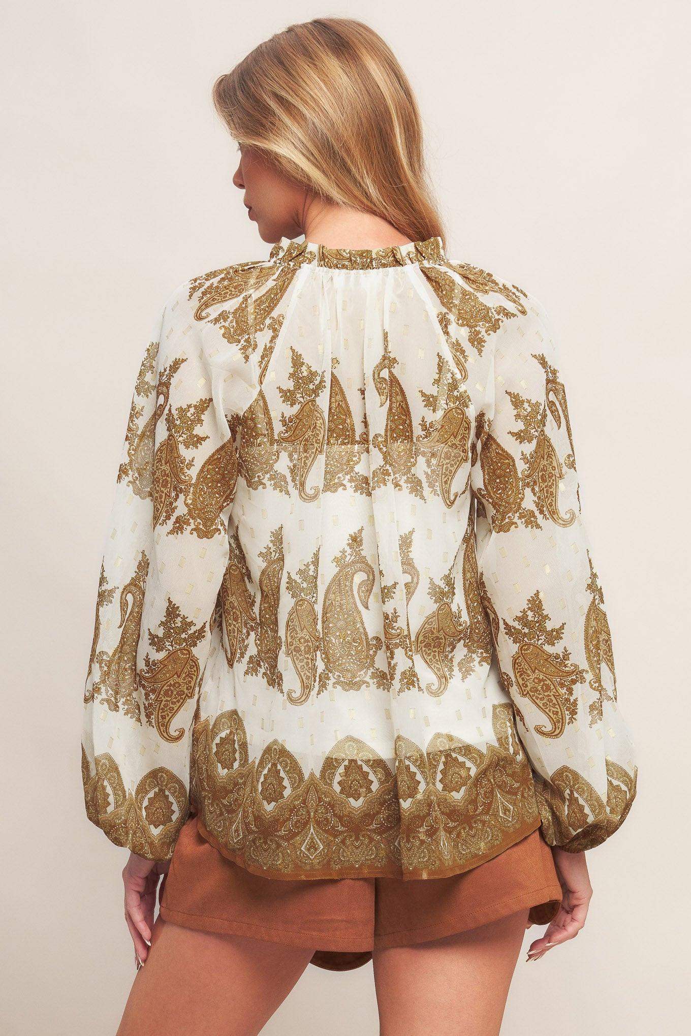 MOROCCAN SPICE IVORY WOVEN TOP - Flying Tomato - Flyclothing LLC