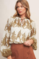 MOROCCAN SPICE IVORY WOVEN TOP - Flying Tomato - Flyclothing LLC