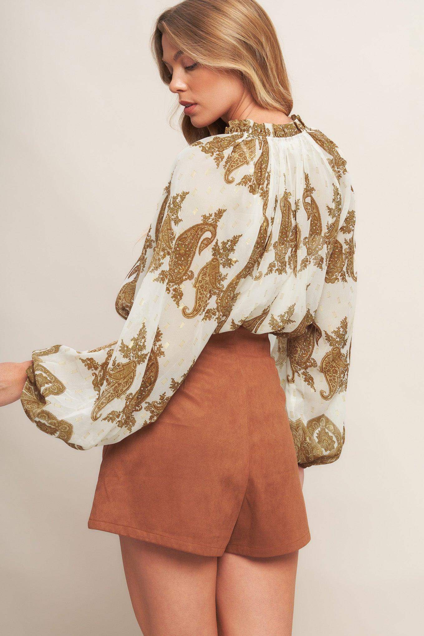 MOROCCAN SPICE IVORY WOVEN TOP - Flying Tomato - Flyclothing LLC