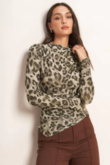 LUXE TRACE TAUPE BLACK WOVEN TOP - Flying Tomato - Flyclothing LLC