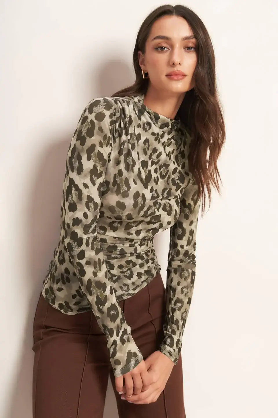 LUXE TRACE TAUPE BLACK WOVEN TOP - Flying Tomato - Flyclothing LLC