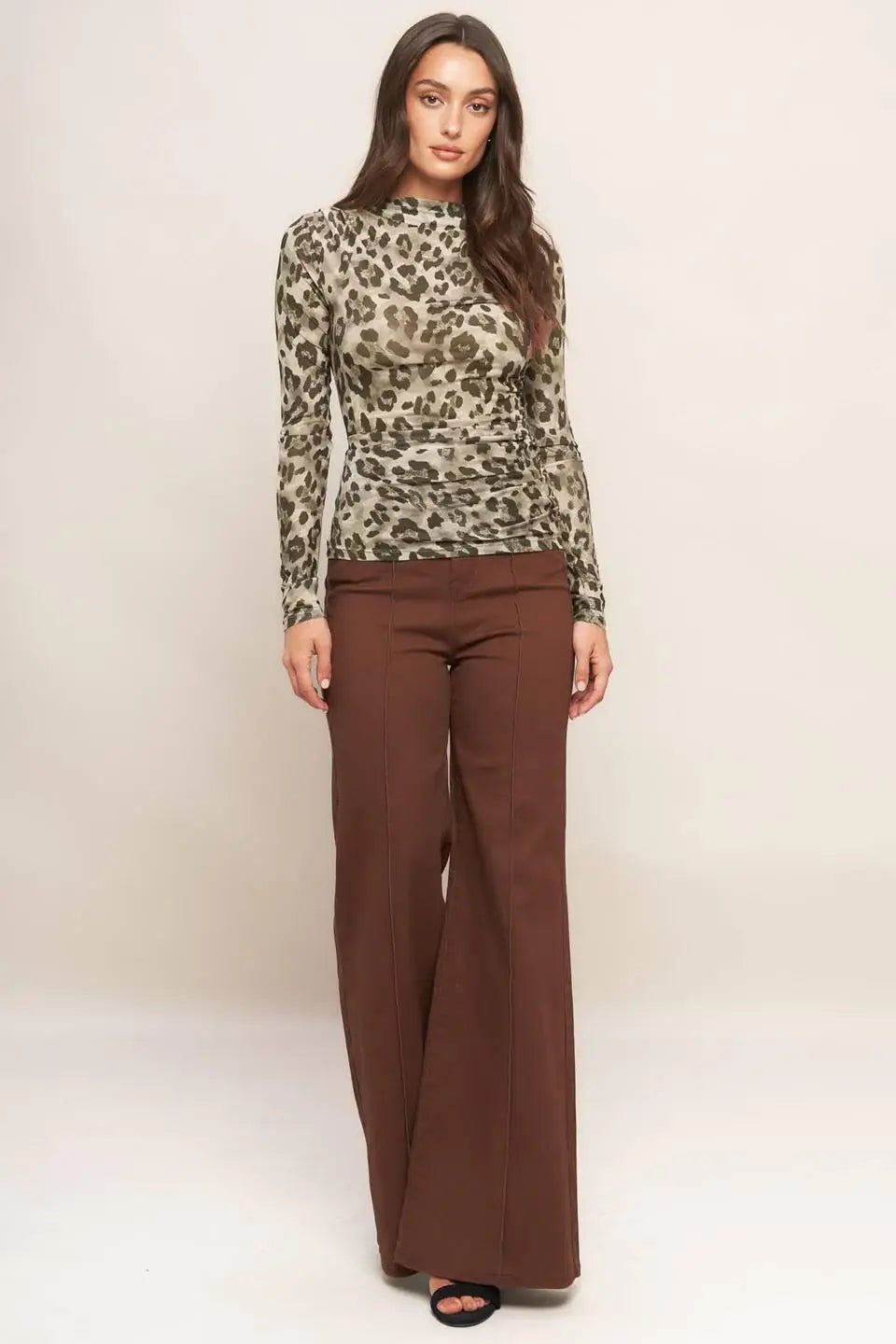 LUXE TRACE TAUPE BLACK WOVEN TOP - Flying Tomato - Flyclothing LLC
