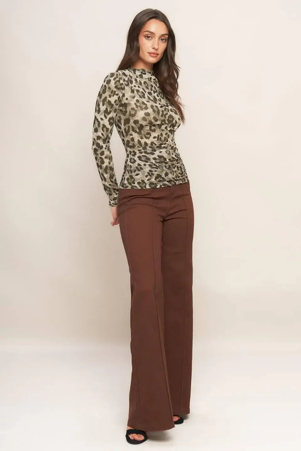 LUXE TRACE TAUPE BLACK WOVEN TOP - Flying Tomato - Flyclothing LLC
