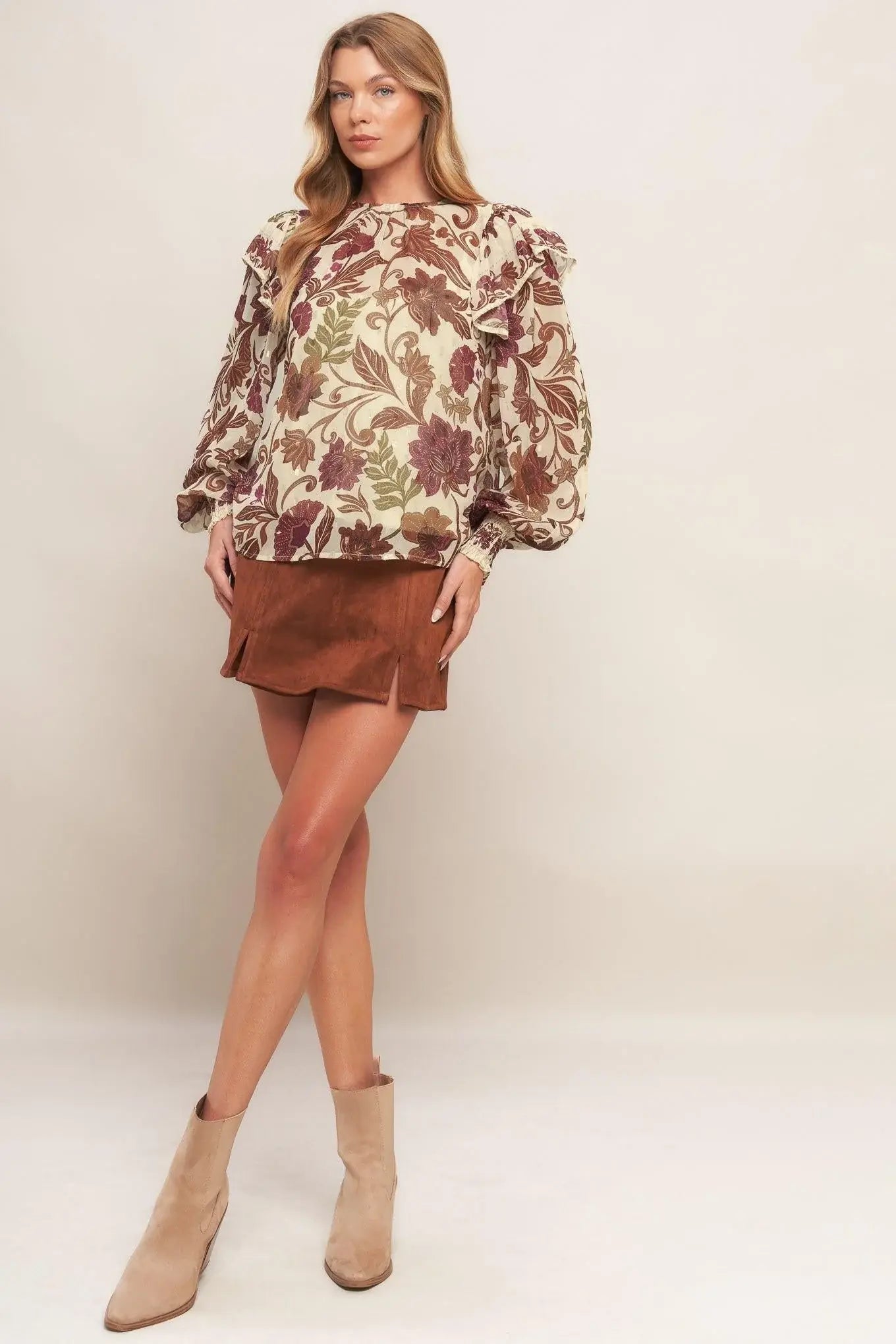 WILD BOTANICA IVORY WOVEN TOP - Flying Tomato - Flyclothing LLC