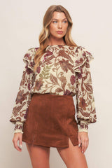 WILD BOTANICA IVORY WOVEN TOP - Flying Tomato - Flyclothing LLC