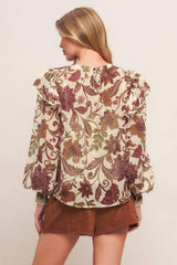 WILD BOTANICA IVORY WOVEN TOP - Flying Tomato - Flyclothing LLC