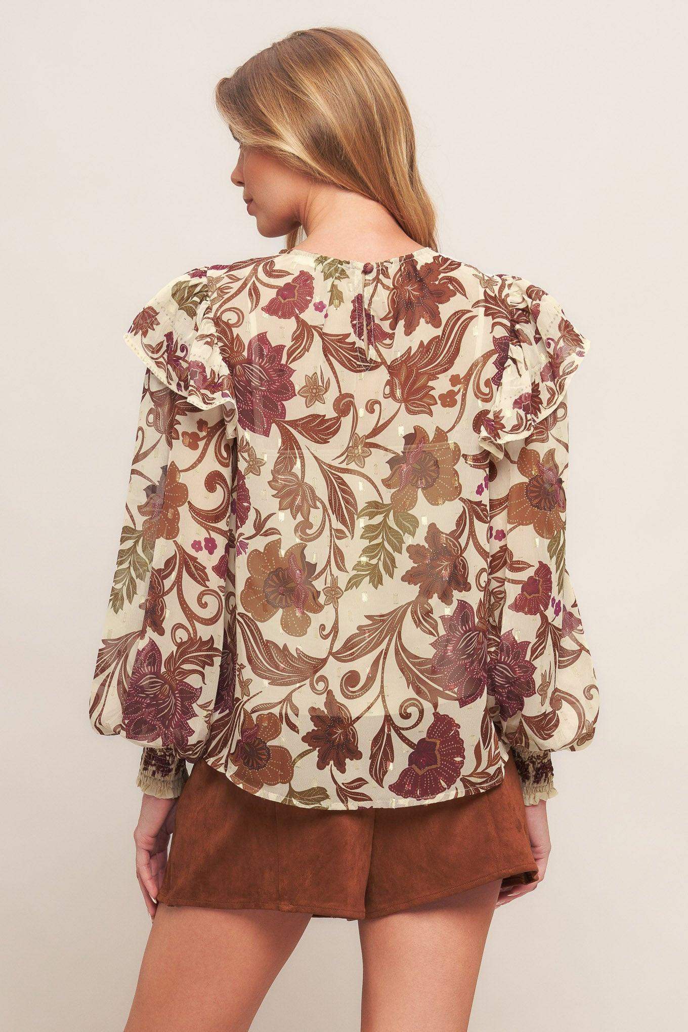 WILD BOTANICA IVORY WOVEN TOP - Flying Tomato - Flyclothing LLC