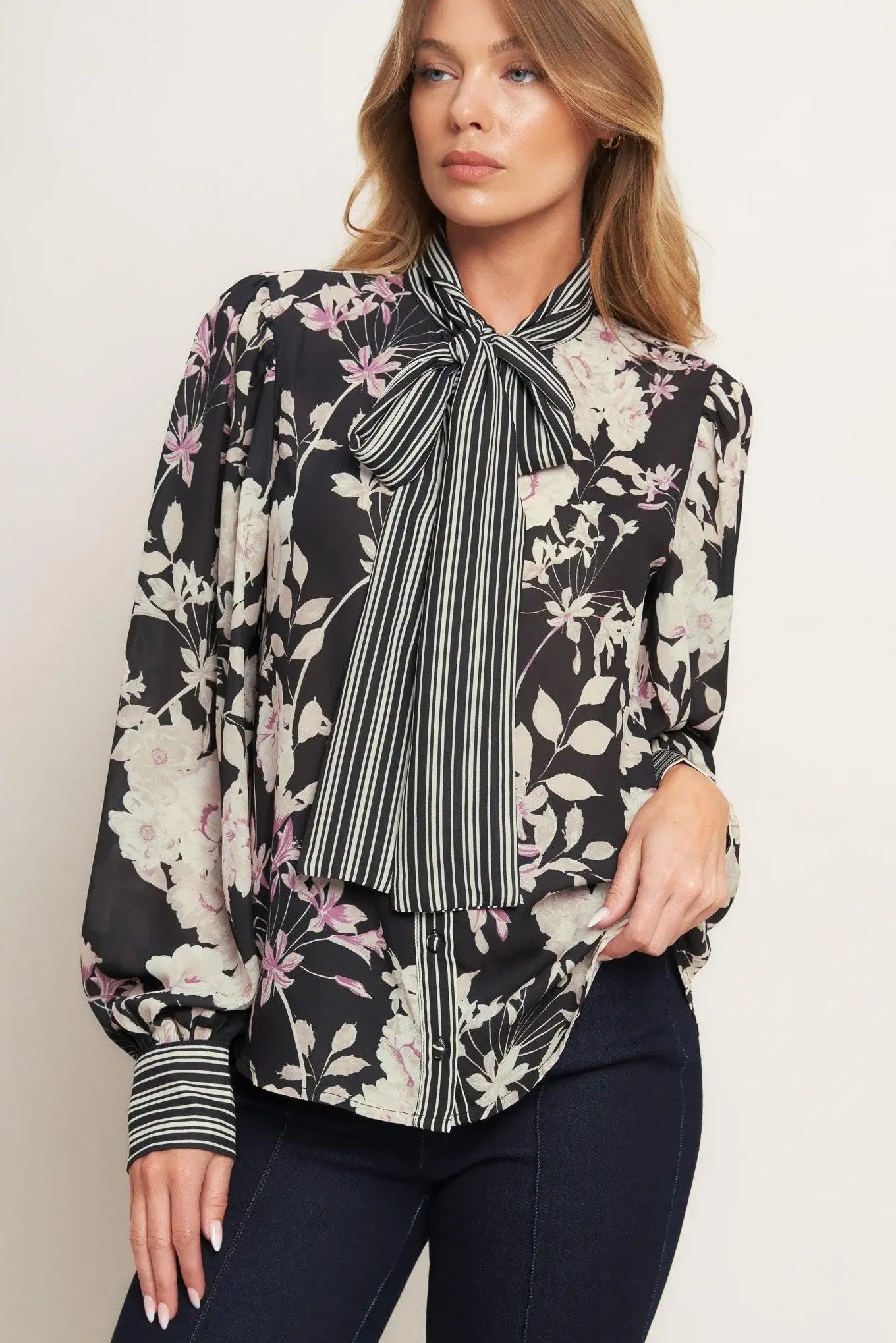 GARDEN GLAM BLACK WOVEN TOP - Flying Tomato - Flyclothing LLC