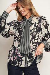 GARDEN GLAM BLACK WOVEN TOP - Flying Tomato - Flyclothing LLC