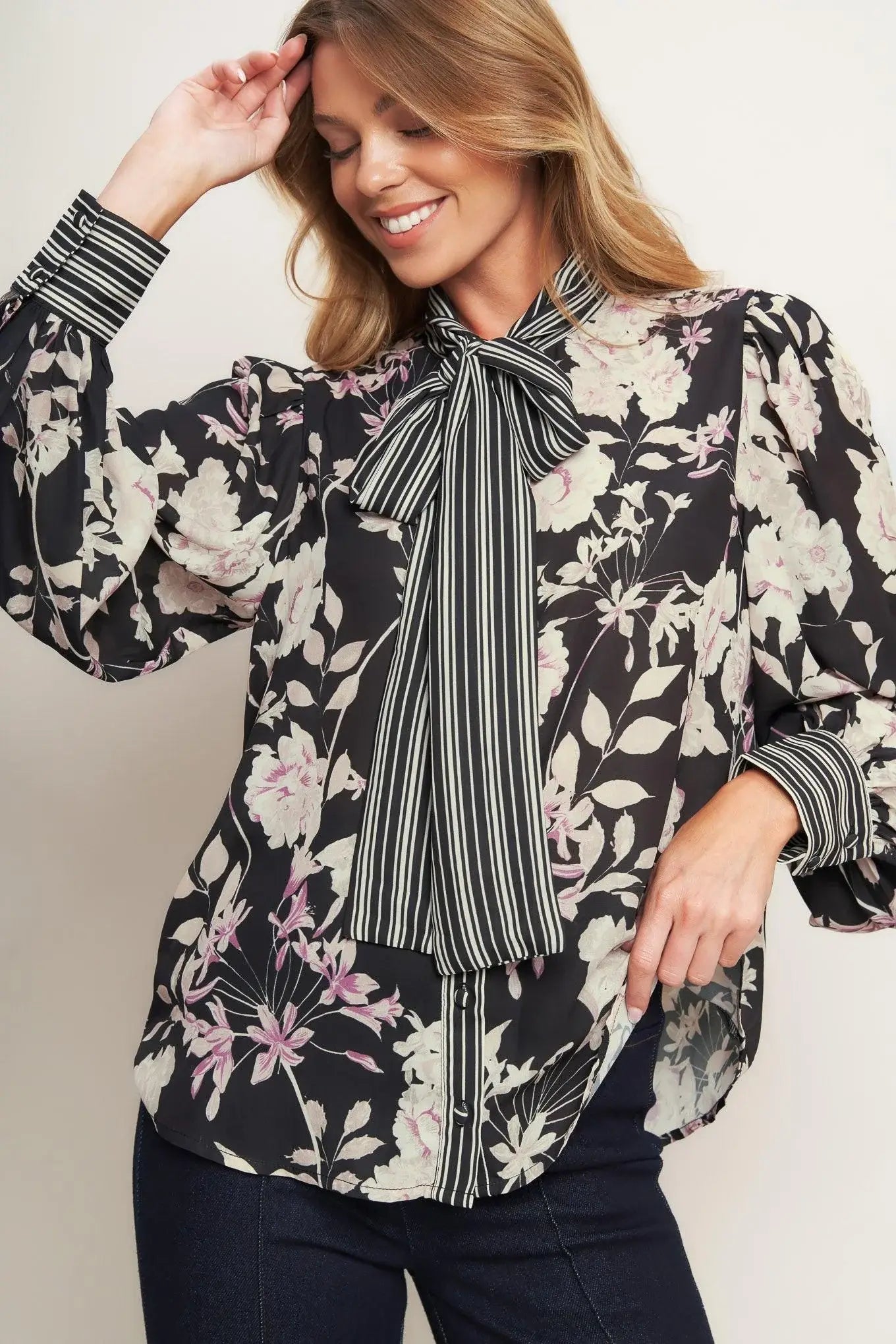 GARDEN GLAM BLACK WOVEN TOP - Flying Tomato - Flyclothing LLC