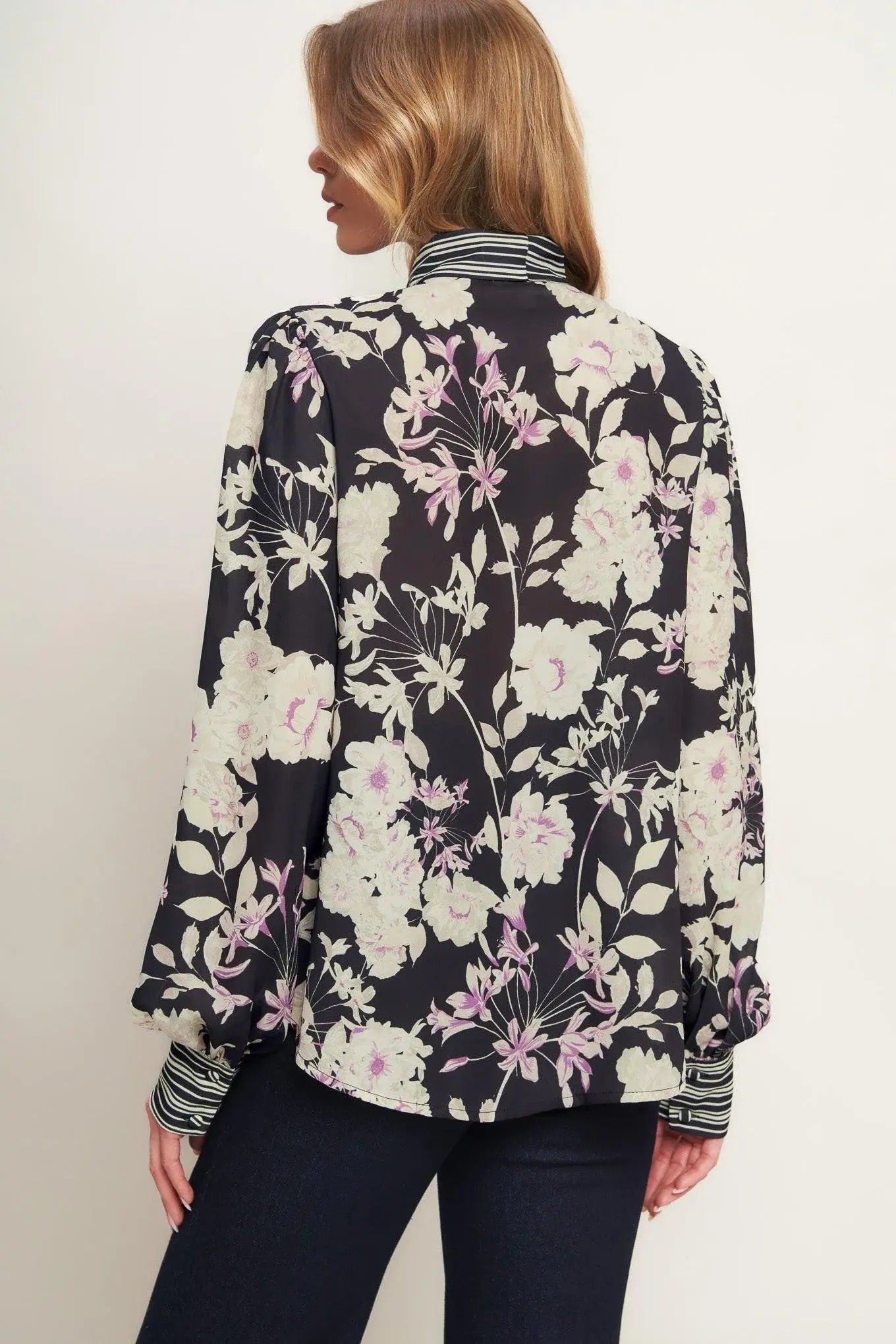 GARDEN GLAM BLACK WOVEN TOP - Flying Tomato - Flyclothing LLC