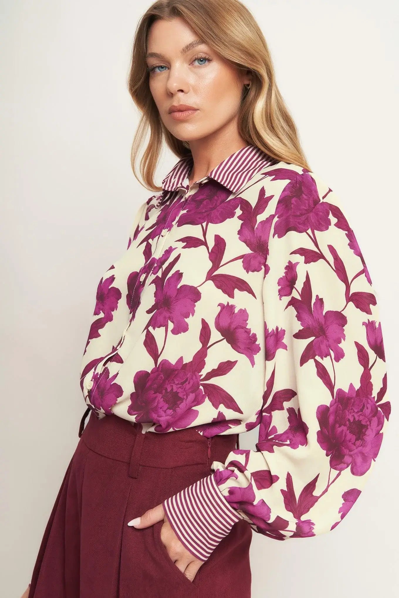 SWEET BOTANICAL CHARM WOVEN TOP - Flying Tomato - Flyclothing LLC