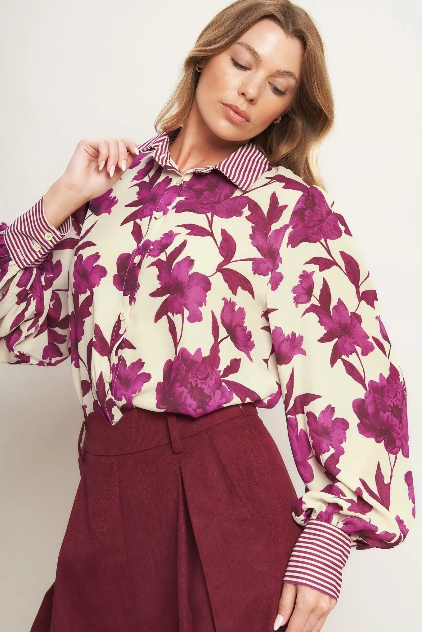 SWEET BOTANICAL CHARM WOVEN TOP - Flying Tomato - Flyclothing LLC