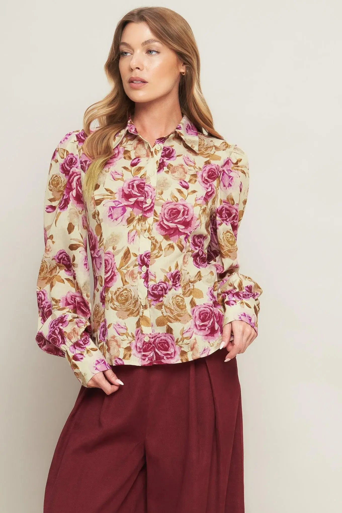 PARISIAN ROSE DREAM WOVEN TOP - Flying Tomato - Flyclothing LLC