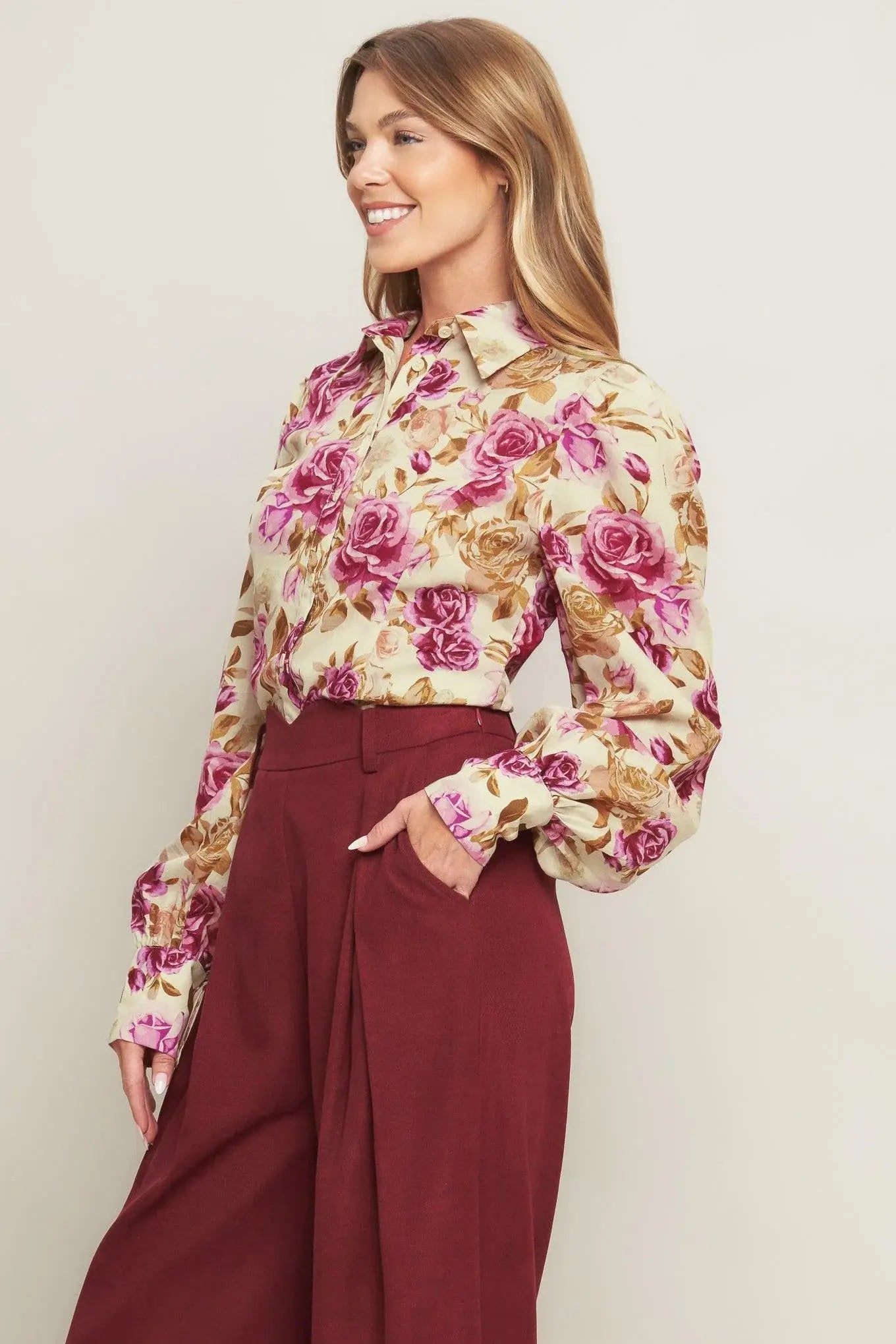 PARISIAN ROSE DREAM WOVEN TOP - Flying Tomato - Flyclothing LLC