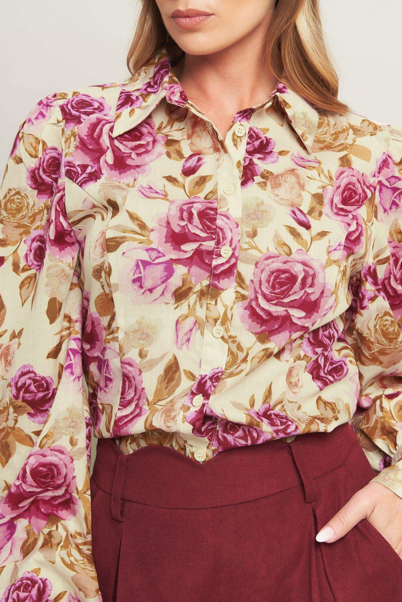 PARISIAN ROSE DREAM WOVEN TOP - Flying Tomato - Flyclothing LLC