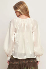 ETERNAL PEARL CHARM WOVEN PEASANT TOP - Flying Tomato - Flyclothing LLC