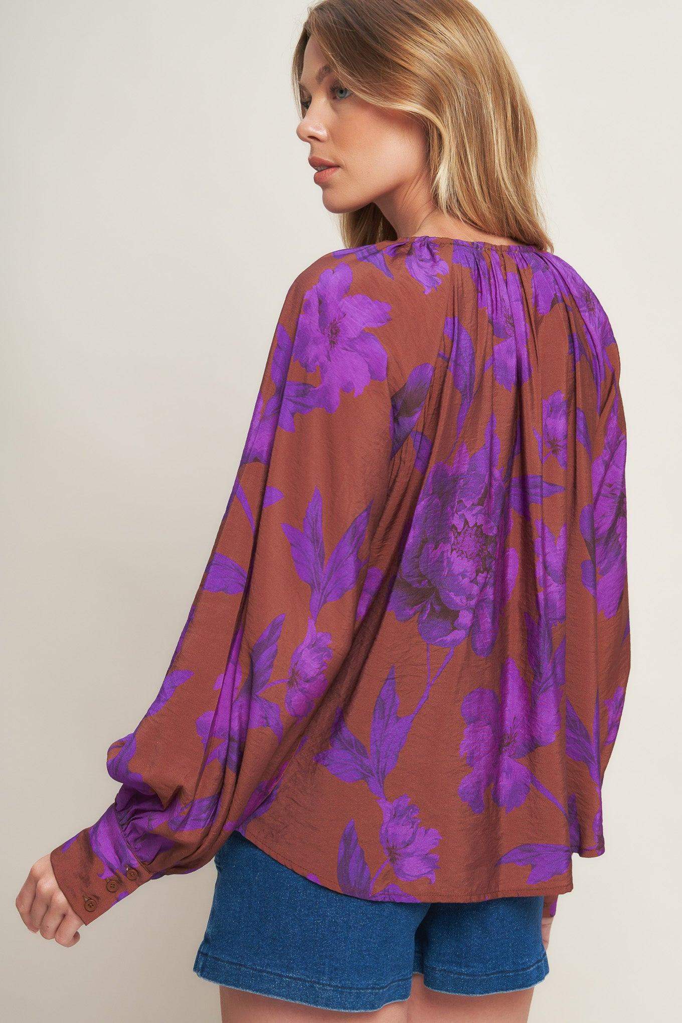 VIOLET DREAM WOVEN PEASANT TOP - Flying Tomato - Flyclothing LLC