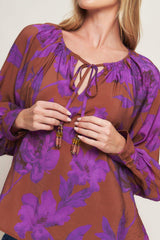 VIOLET DREAM WOVEN PEASANT TOP - Flying Tomato - Flyclothing LLC