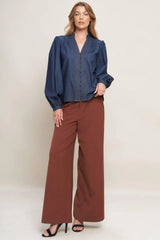 STITCH STORY LIGHTWEIGHT DENIM TOP - Flying Tomato - Flyclothing LLC