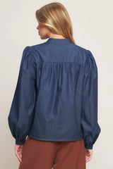 STITCH STORY LIGHTWEIGHT DENIM TOP - Flying Tomato - Flyclothing LLC