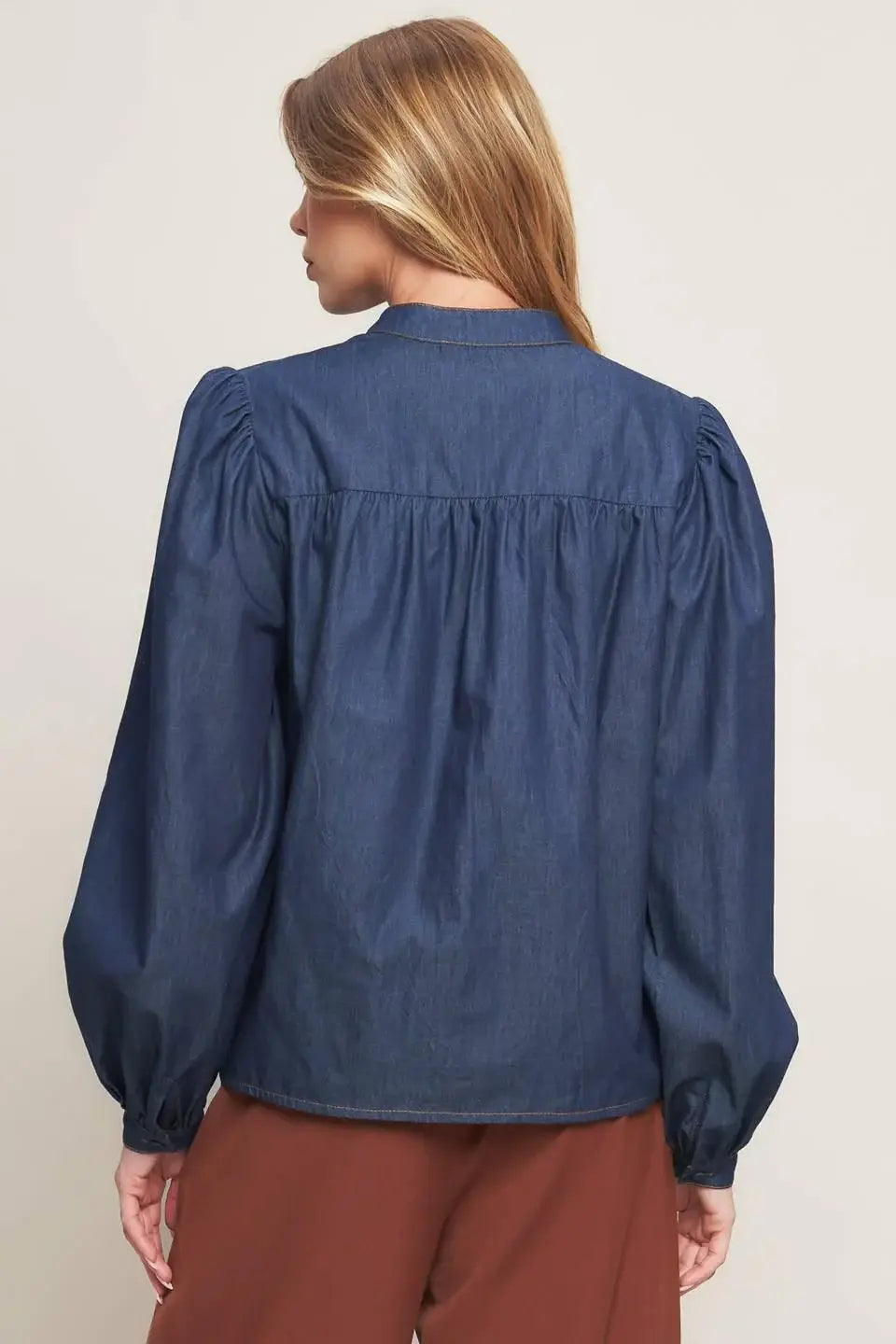 STITCH STORY LIGHTWEIGHT DENIM TOP - Flying Tomato - Flyclothing LLC
