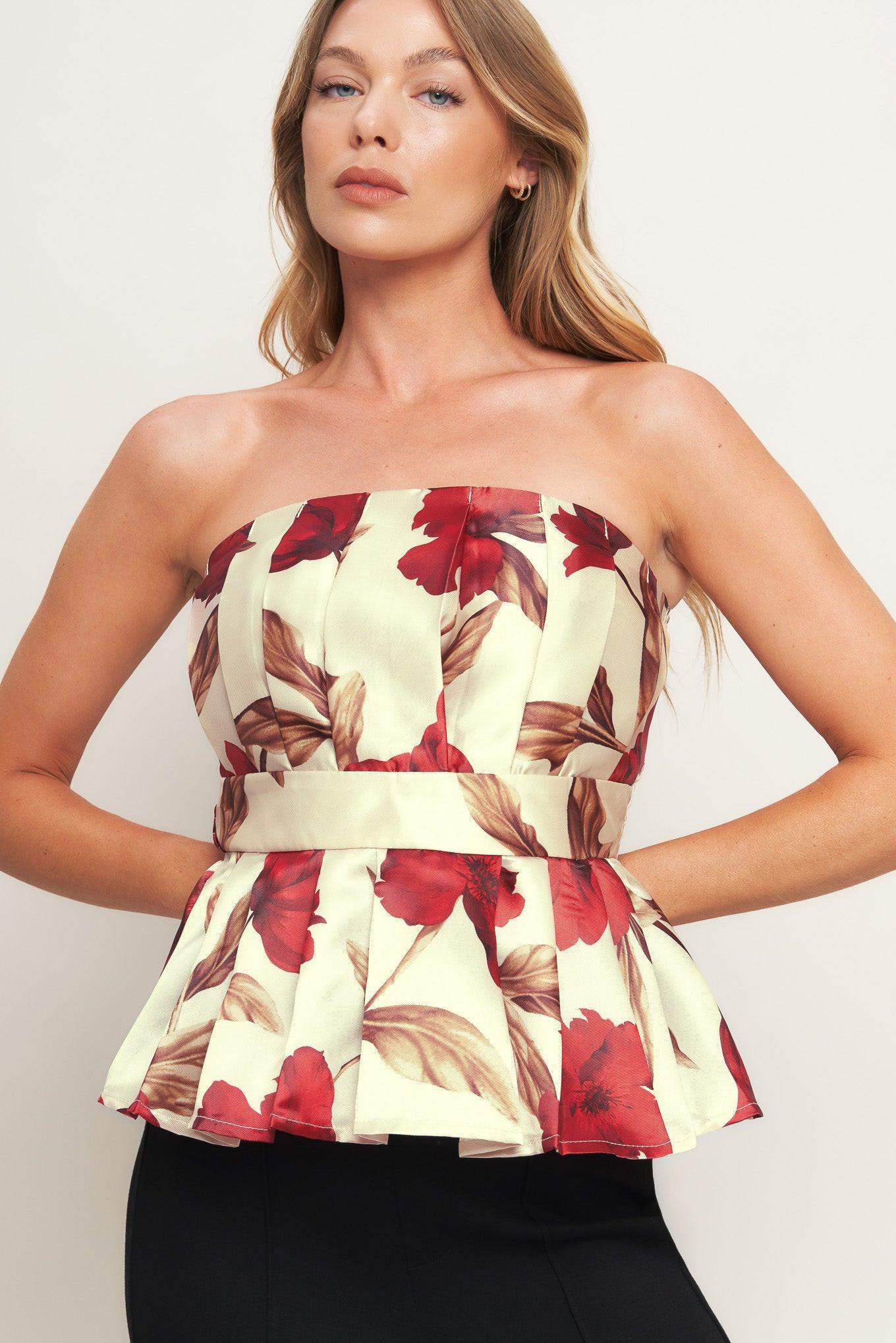 HOLIDAY BLOSSOM WOVEN TOP - Flying Tomato - Flyclothing LLC