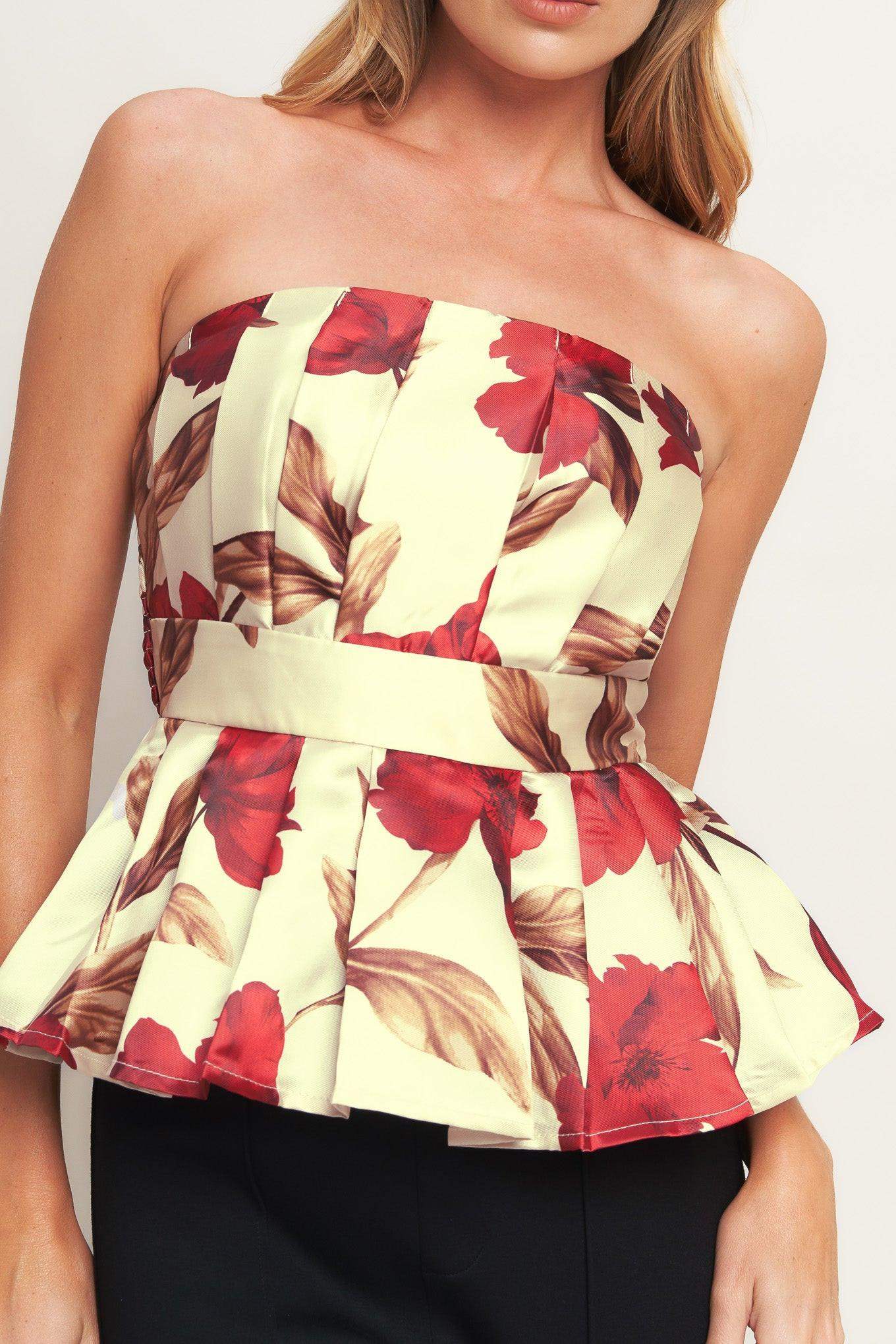 HOLIDAY BLOSSOM WOVEN TOP - Flying Tomato - Flyclothing LLC
