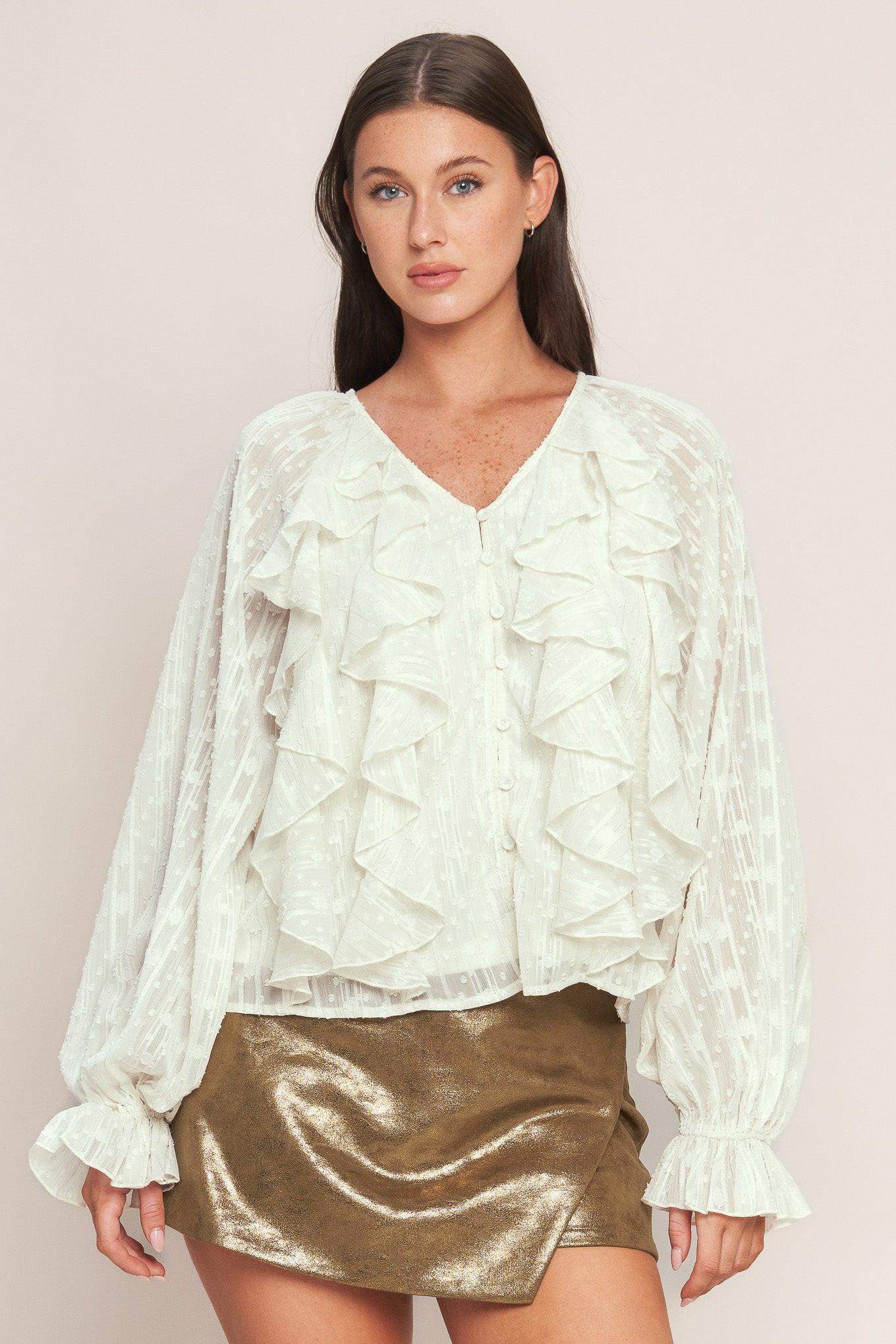 MILK & MOONLIGHT WOVEN TOP - Flying Tomato - Flyclothing LLC